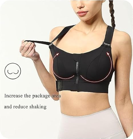 Front Zipper Sports Bra for Women – High Impact Shockproof Wireless Fitness Bra