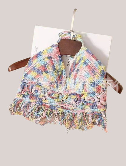 Women Crochet Boho Beach Camisoles Knit Bra Backless Beachwear Tank Top