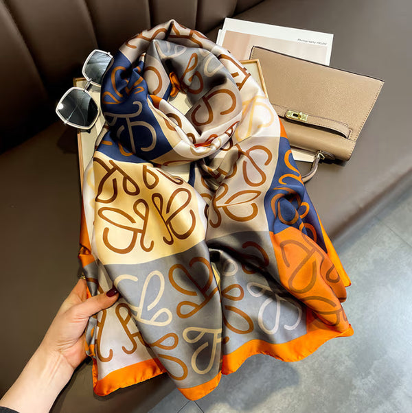 New Long Silk Scarf for Women – Floral Square