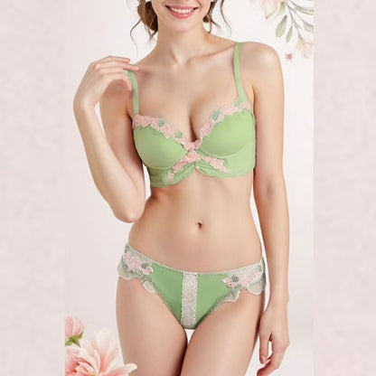 Sweet Lace Push-Up Bra Set for Women – Soft Underwire Support Bra & Panty Set with Detachable Straps