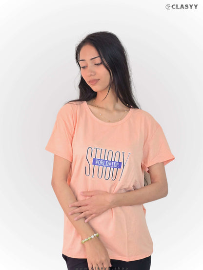 Women's Tshirt Half Sleeve Baby Pink