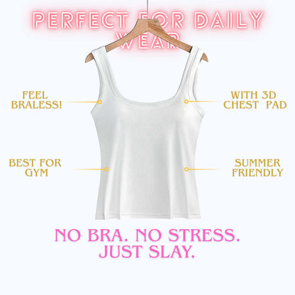 Girls Crop Tank Top with Chest Pad | Best For Summer and Gym