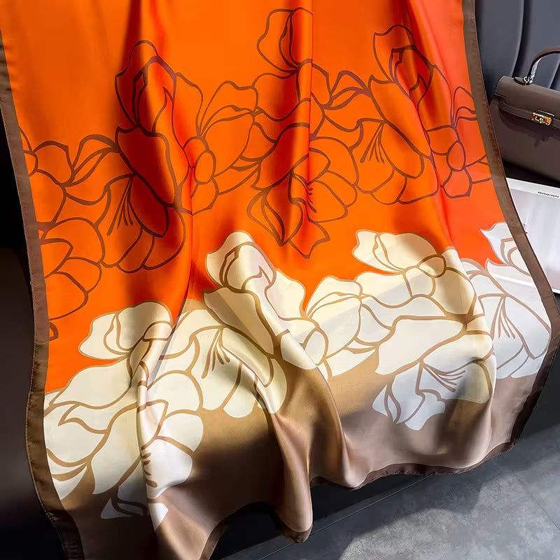New Long Silk Scarf for Women – Floral