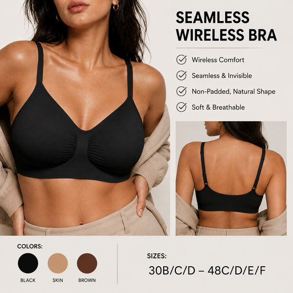 Seamless Wireless Bra for Women – Non-Padded Comfortable Everyday Nylon Bra