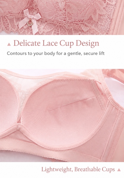 Plus Size Thin Lace Bra for Women in Bangladesh – Wire-Free Push-Up Bra with Side Support & Back Hook Closure