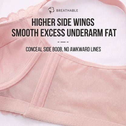 Plus Size Thin Lace Bra for Women in Bangladesh – Wire-Free Push-Up Bra with Side Support & Back Hook Closure