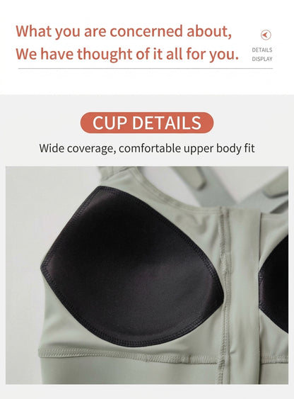 Front Zipper Sports Bra for Women – High Impact Shockproof Wireless Fitness Bra