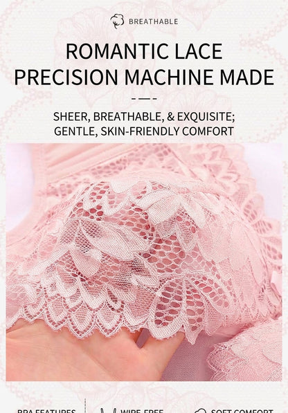 Plus Size Thin Lace Bra for Women in Bangladesh – Wire-Free Push-Up Bra with Side Support & Back Hook Closure