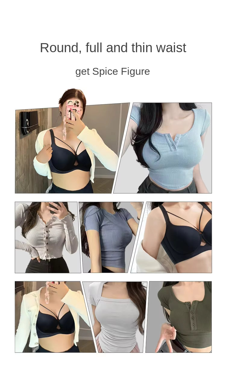 Plus Size Women's Seamless Sexy Bra – Adjustable Straps, Breathable & Side-Gather Enhancing