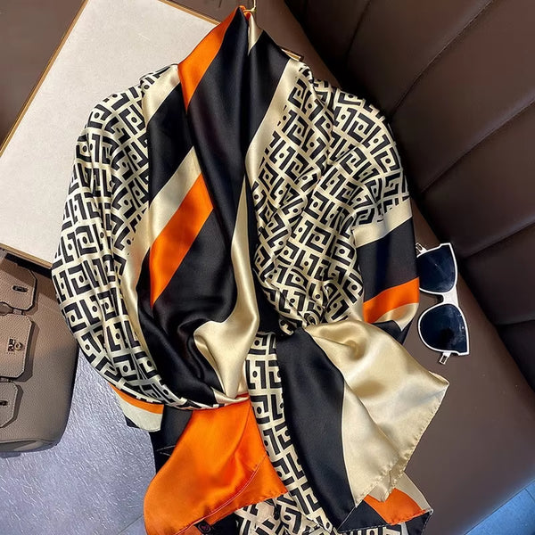 New Long Silk Scarf for Women- Premium Print