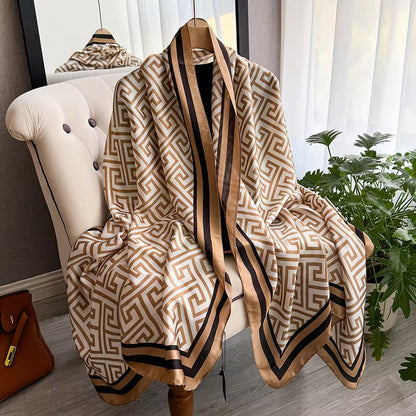 New Long Silk Scarf for Women –  Elegant Printed Color