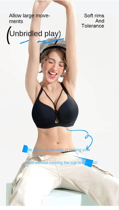 Plus Size Women's Seamless Sexy Bra – Adjustable Straps, Breathable & Side-Gather Enhancing