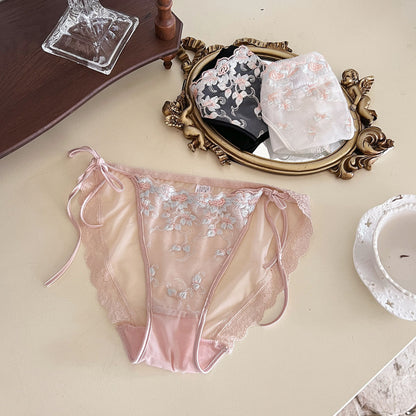 French Lace Embroidered Strappy Panties – Sexy Low Waist Briefs