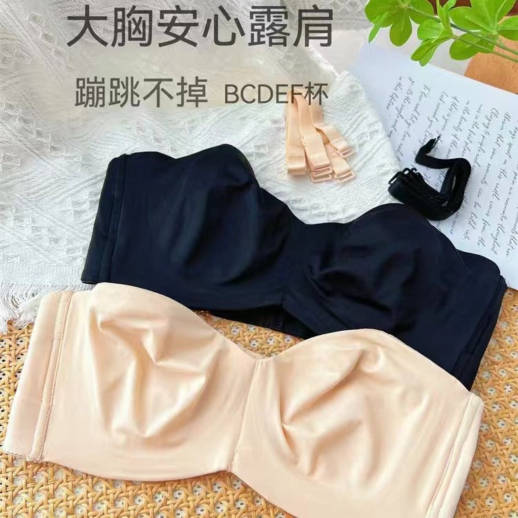 Strapless Push-Up Bra for Women – Large Bust Support, Invisible & Anti-Slip
