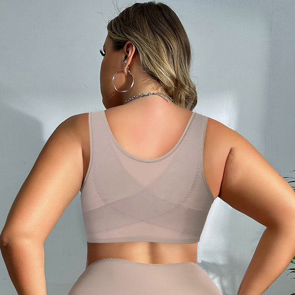 Plus Size Front-Clasp Wire-Free Seamless Bra for Women – Ultra-Thin Cups, Full Coverage & Everyday Comfort
