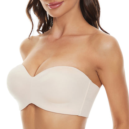Strapless Push-Up Bra for Women – Large Bust Support, Invisible & Anti-Slip