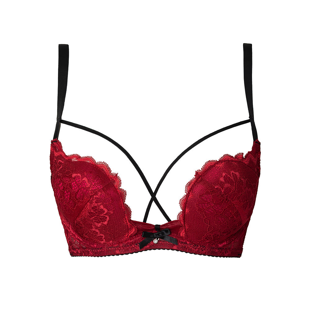 Red Lace Lingerie Set for Women – Sheer Two-Piece Bra & Panty Set