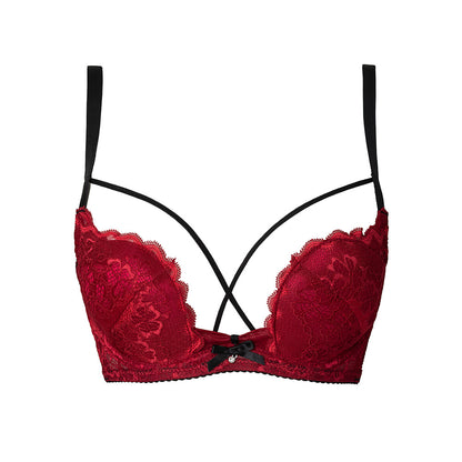 Red Lace Lingerie Set for Women – Sheer Two-Piece Bra & Panty Set