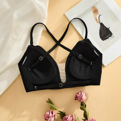 Deep V Seamless Minimizer Bra for Large Bust | Wireless Thin Strap Cross-Back Beauty Back Bra | Breathable Summer Invisible Backless Bra