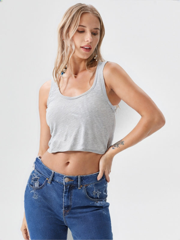 Girls Crop Tank Top Without Chest Pad