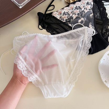 French Lace Embroidered Strappy Panties – Sexy Low Waist Briefs