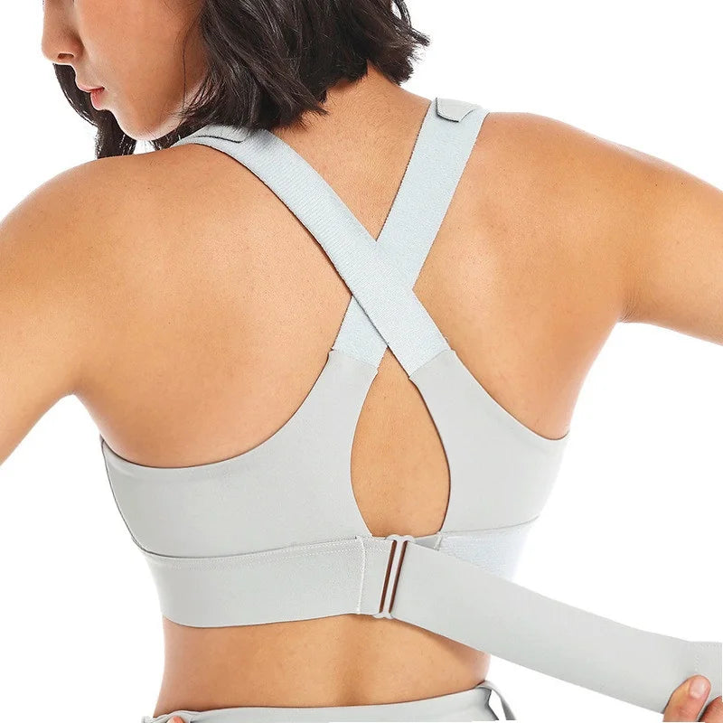 Front Zipper Sports Bra for Women – High Impact Shockproof Wireless Fitness Bra