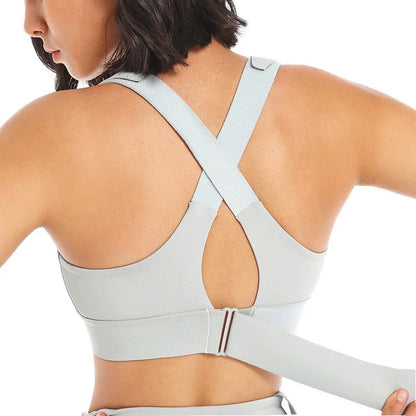 Front Zipper Sports Bra for Women – High Impact Shockproof Wireless Fitness Bra