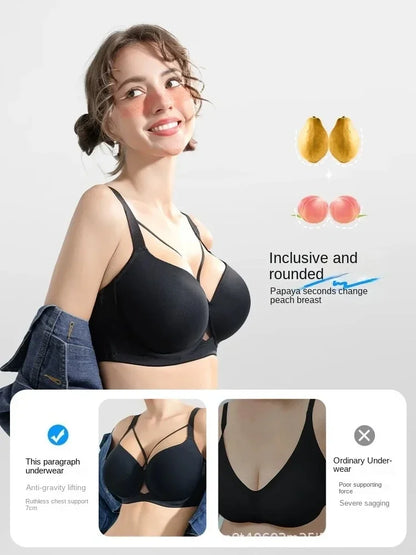 Plus Size Women's Seamless Sexy Bra – Adjustable Straps, Breathable & Side-Gather Enhancing