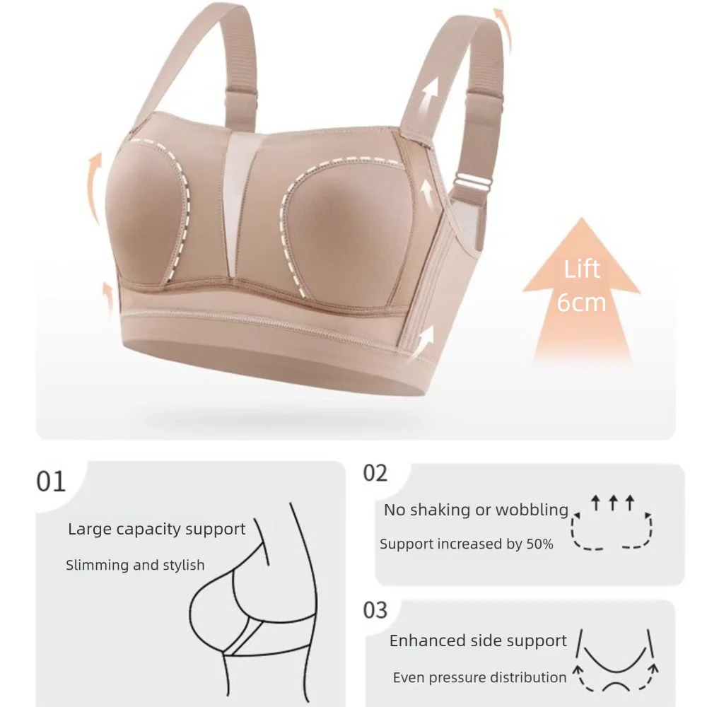 Ultra-Thin Seamless Full-Cup Bra for Women – Push-Up Support, Anti-Sagging, Plus Size Comfort Bra