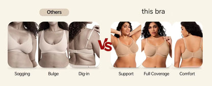 Plus Size Seamless Bra – Ultra-Thin Padded Push-Up Underwire Bra