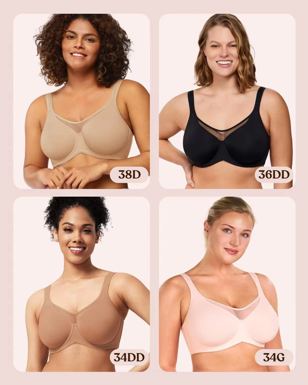 Plus Size Seamless Bra – Ultra-Thin Padded Push-Up Underwire Bra