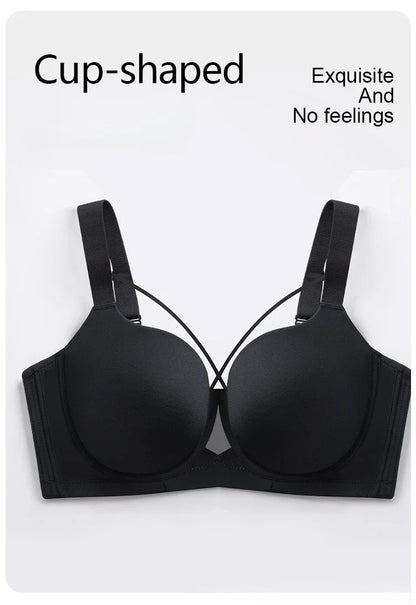 Plus Size Women's Seamless Sexy Bra – Adjustable Straps, Breathable & Side-Gather Enhancing