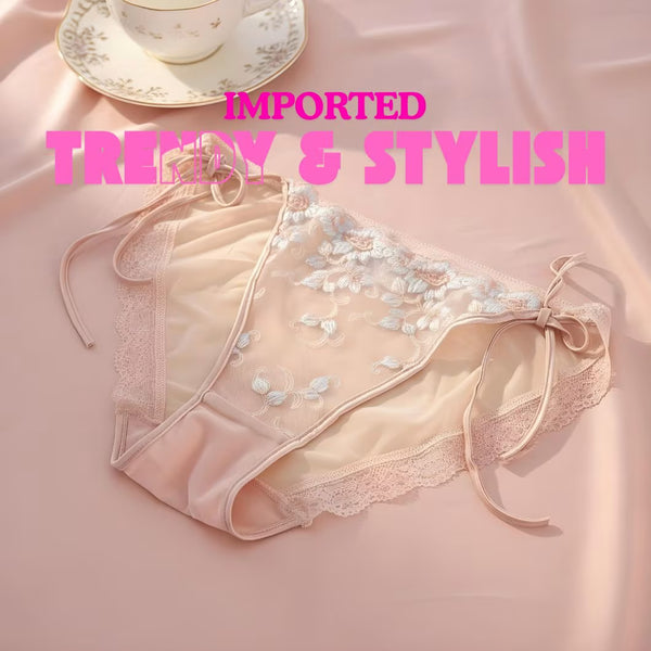 French Lace Embroidered Strappy Panties – Sexy Low Waist Briefs