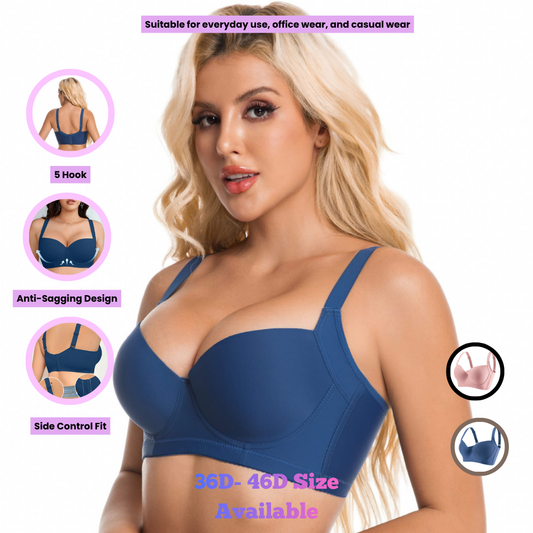 Seamless Plus Size Bra for Women – Memory Wire Support, Full Coverage Invisible Back Smoothing Bra