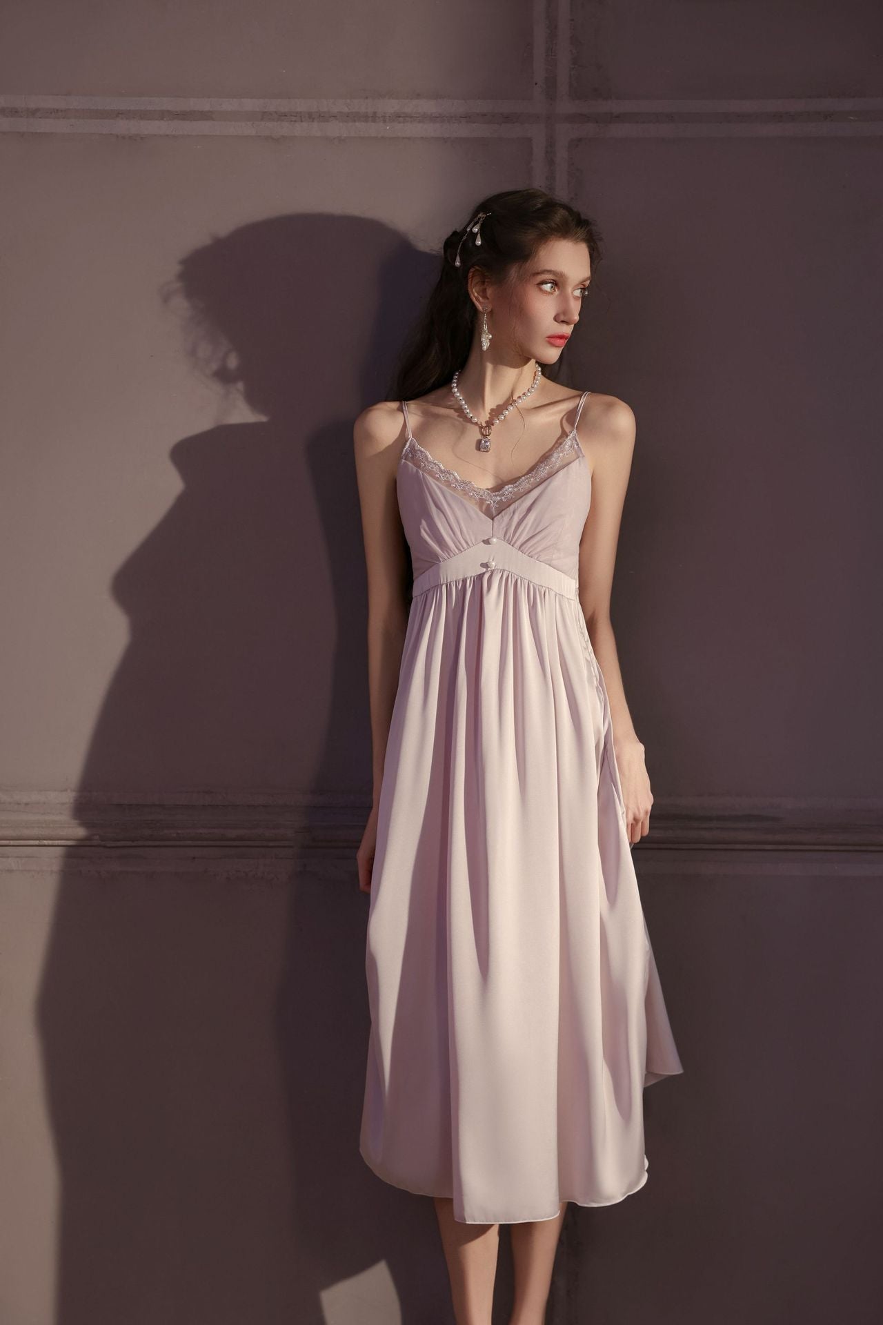 Luxury Ice Silk Long Nighty Set for Women – Sexy Suspender Camisole with Robe