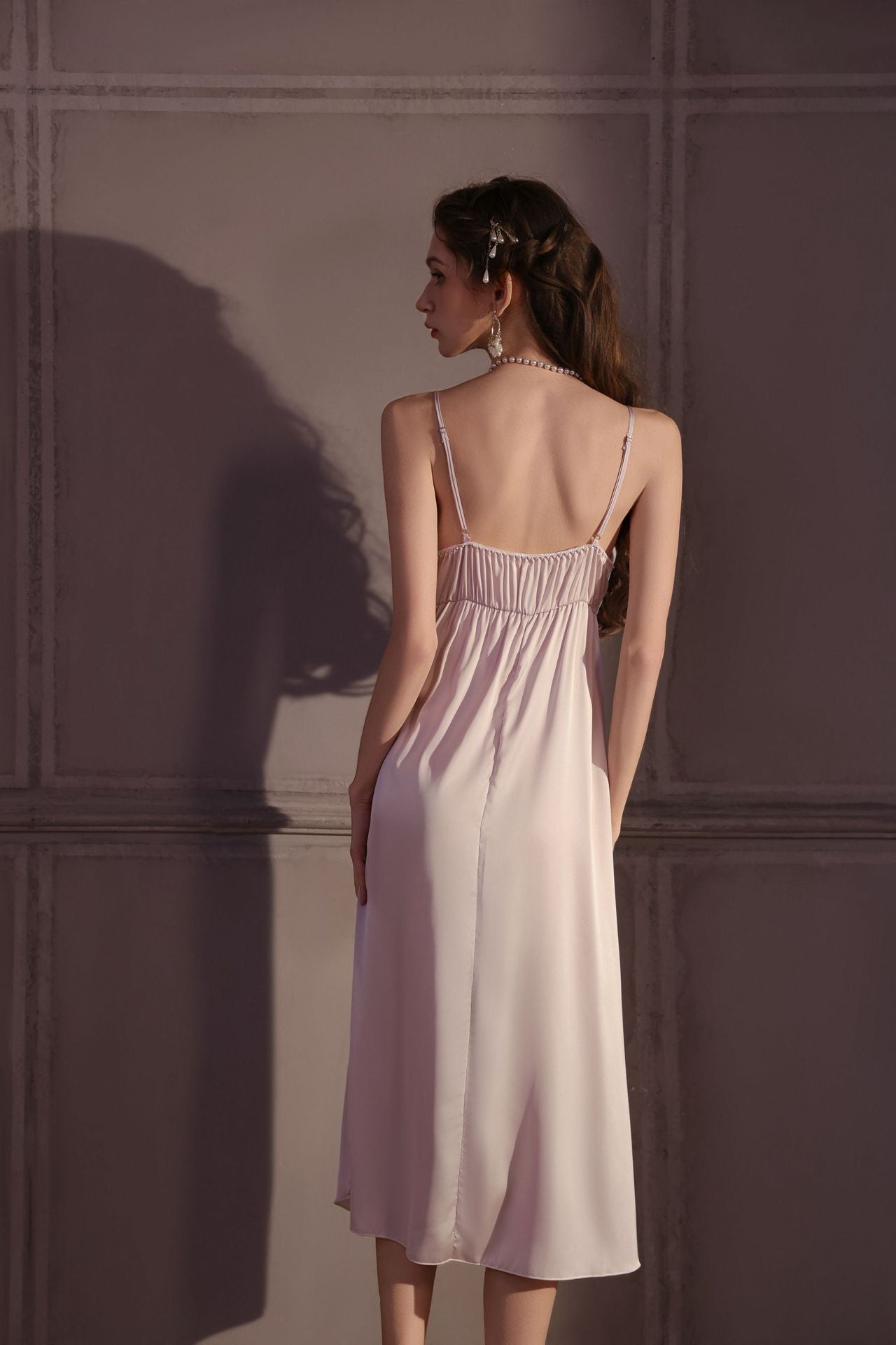 Luxury Ice Silk Long Nighty Set for Women – Sexy Suspender Camisole with Robe