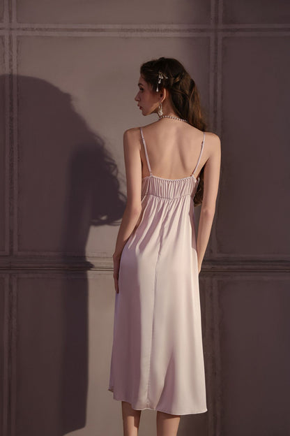 Luxury Ice Silk Long Nighty Set for Women – Sexy Suspender Camisole with Robe