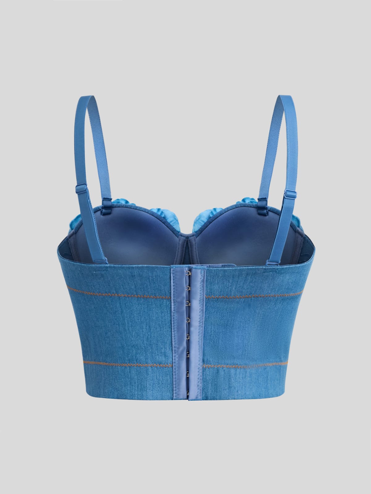 Denim Style Off-Shoulder Camisole Top for Women – Handmade Flower Slim Fit Crop Top