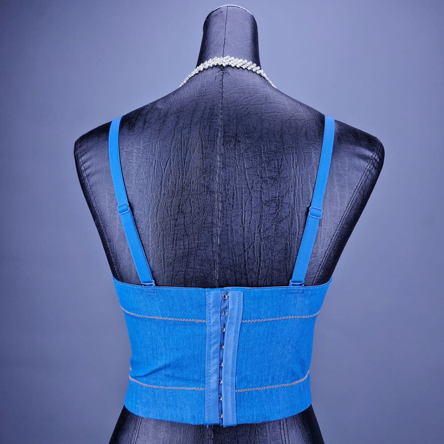 Denim Style Off-Shoulder Camisole Top for Women – Handmade Flower Slim Fit Crop Top