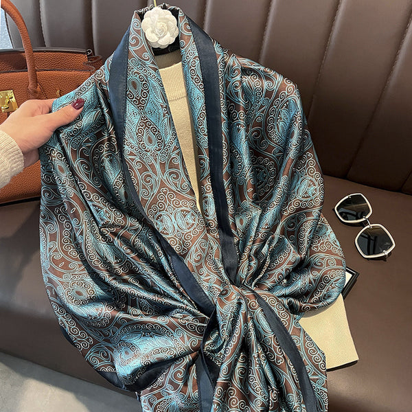 New Long Silk Scarf for Women – Elegant Printed