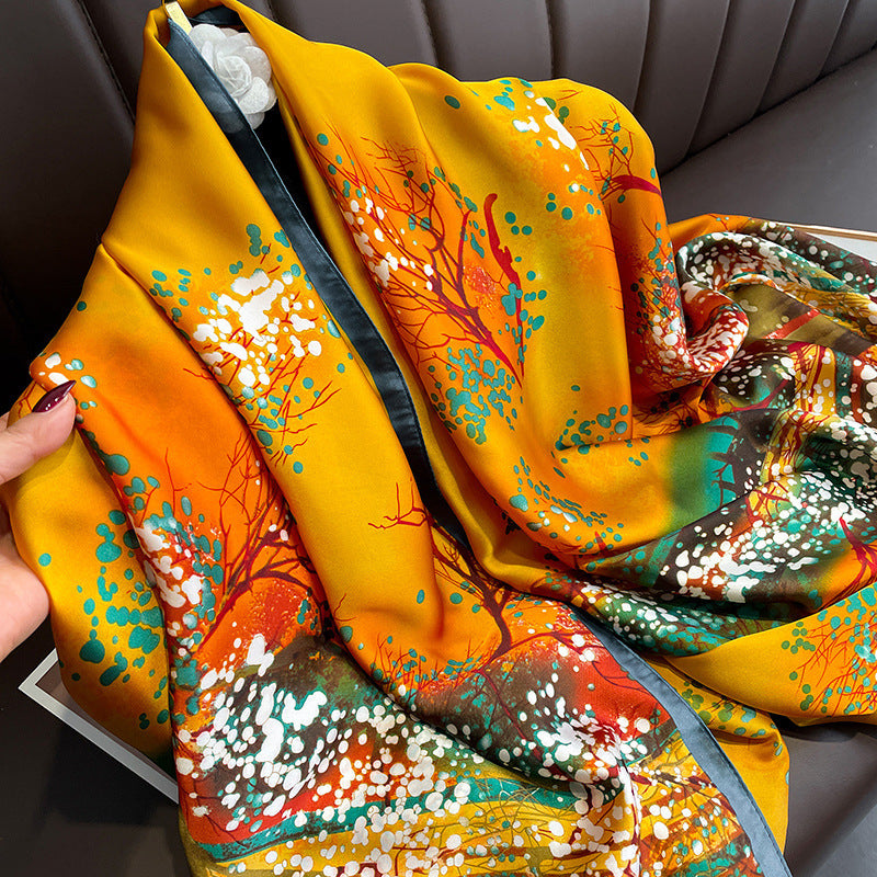 New Long Silk Scarf for Women – Black