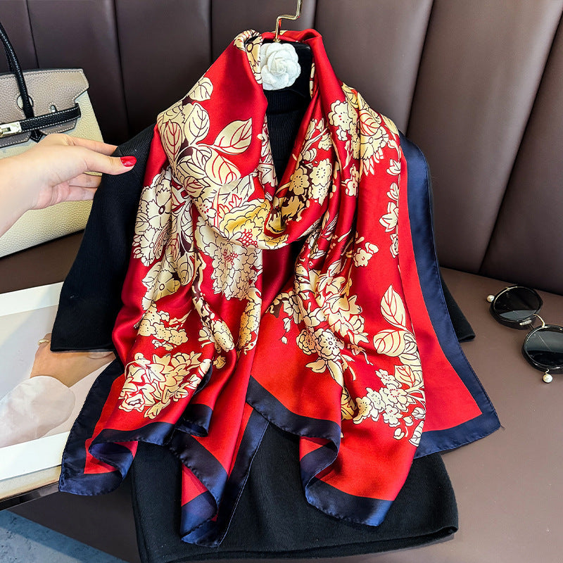 Long Silk Scarf for Women – small floral