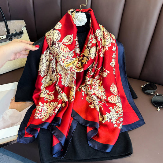 Long Silk Scarf for Women – small floral