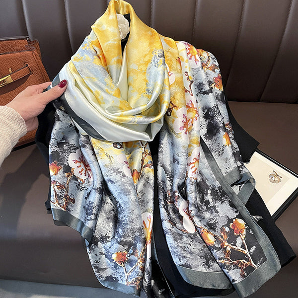 New Long Silk Scarf for Women- Premium Print