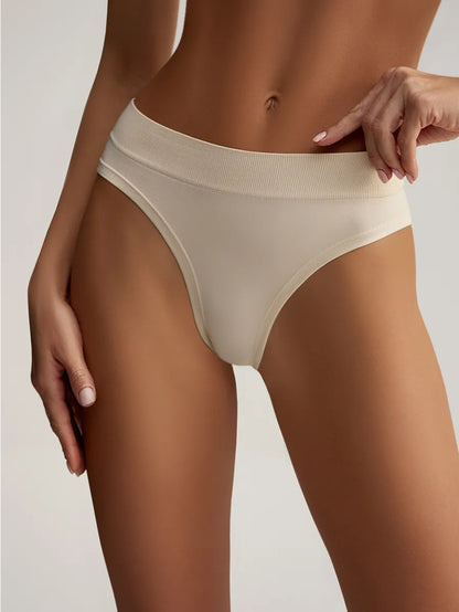 Seamless Plus Size Women's Panties – High Stretch Mid Waist Breathable Ribbed Briefs