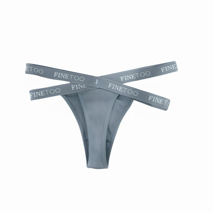 Women's Cotton Thong Panty – Low Waist Sexy Ribbed G-String Underwear with Cotton Crotch