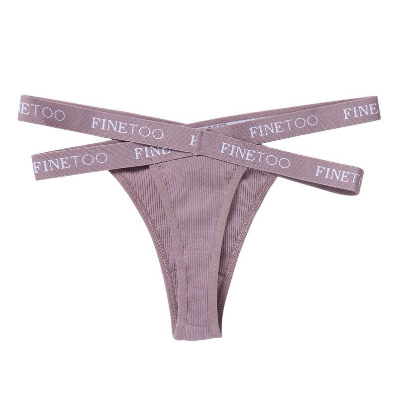 Women's Cotton Thong Panty – Low Waist Sexy Ribbed G-String Underwear with Cotton Crotch