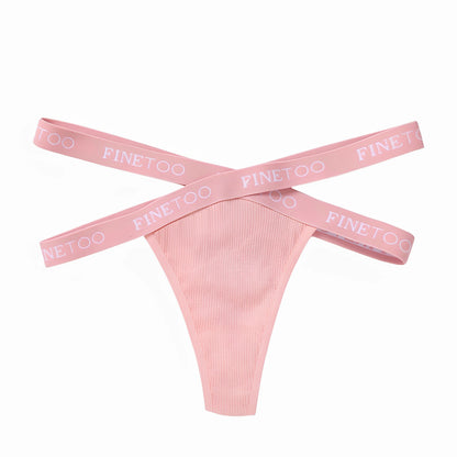 Women's Cotton Thong Panty – Low Waist Sexy Ribbed G-String Underwear with Cotton Crotch