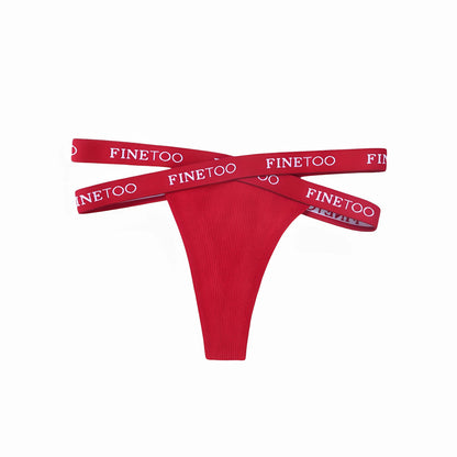 Women's Cotton Thong Panty – Low Waist Sexy Ribbed G-String Underwear with Cotton Crotch