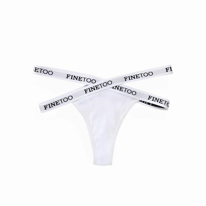 Women's Cotton Thong Panty – Low Waist Sexy Ribbed G-String Underwear with Cotton Crotch